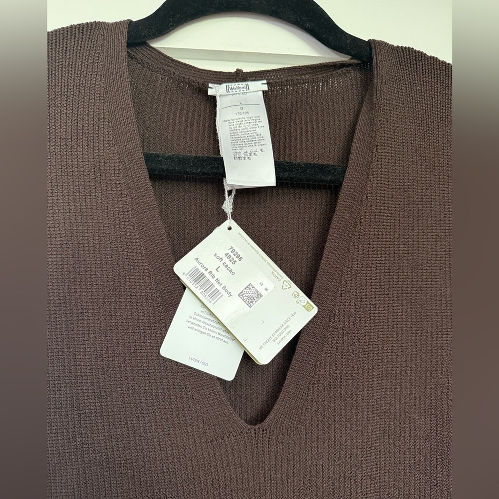 NWT WOLFORD Aurora Rib Knit Bodysuit Black Size L - Picture 3 of 4